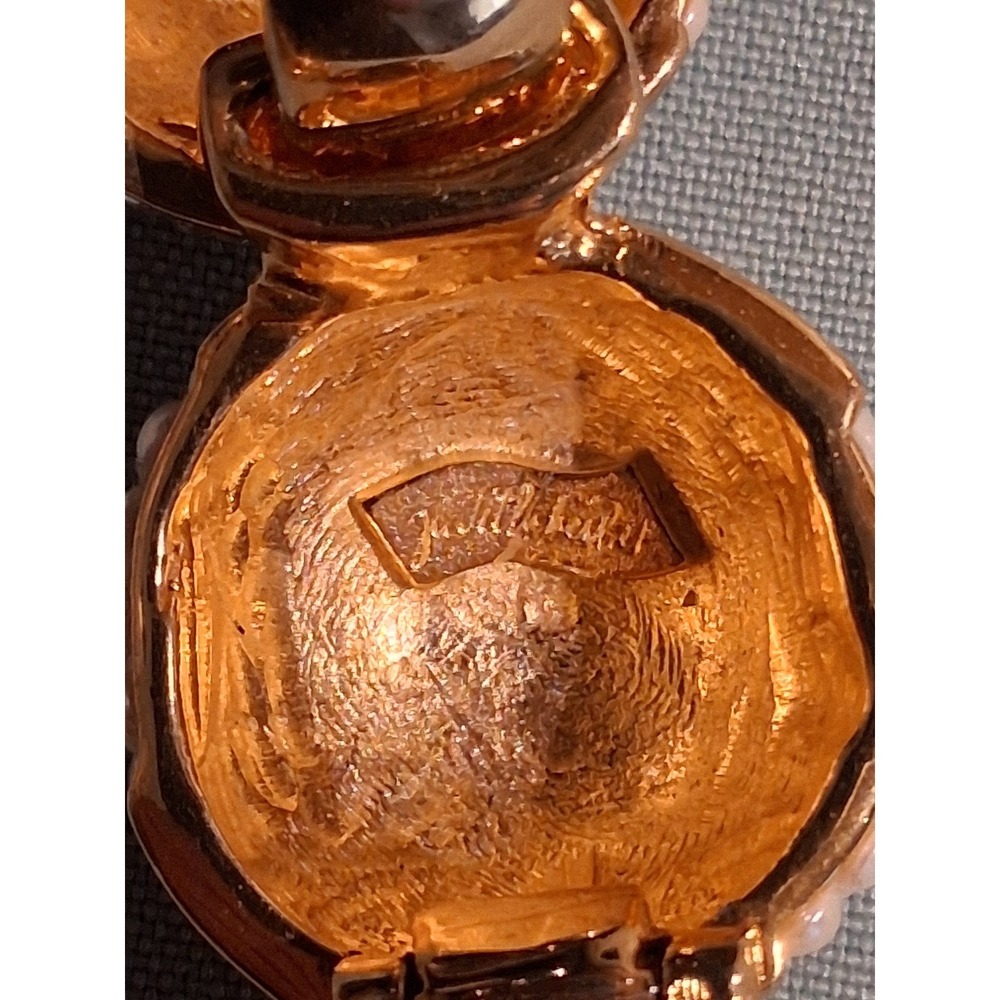 Judith Leiber Vintage Gold Double Snake Chain Belt Faux Pearl Crystal Bauble 31" - Picture 7 of 8